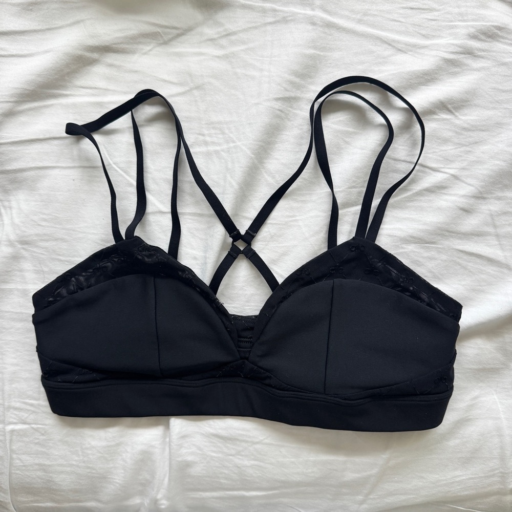 ALO Black Mesh Trim Bra